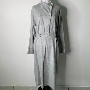 NWT Bohelle Women's Gray Long Sleeve Midi Mock Neck Cotton Dress Size 42 / M